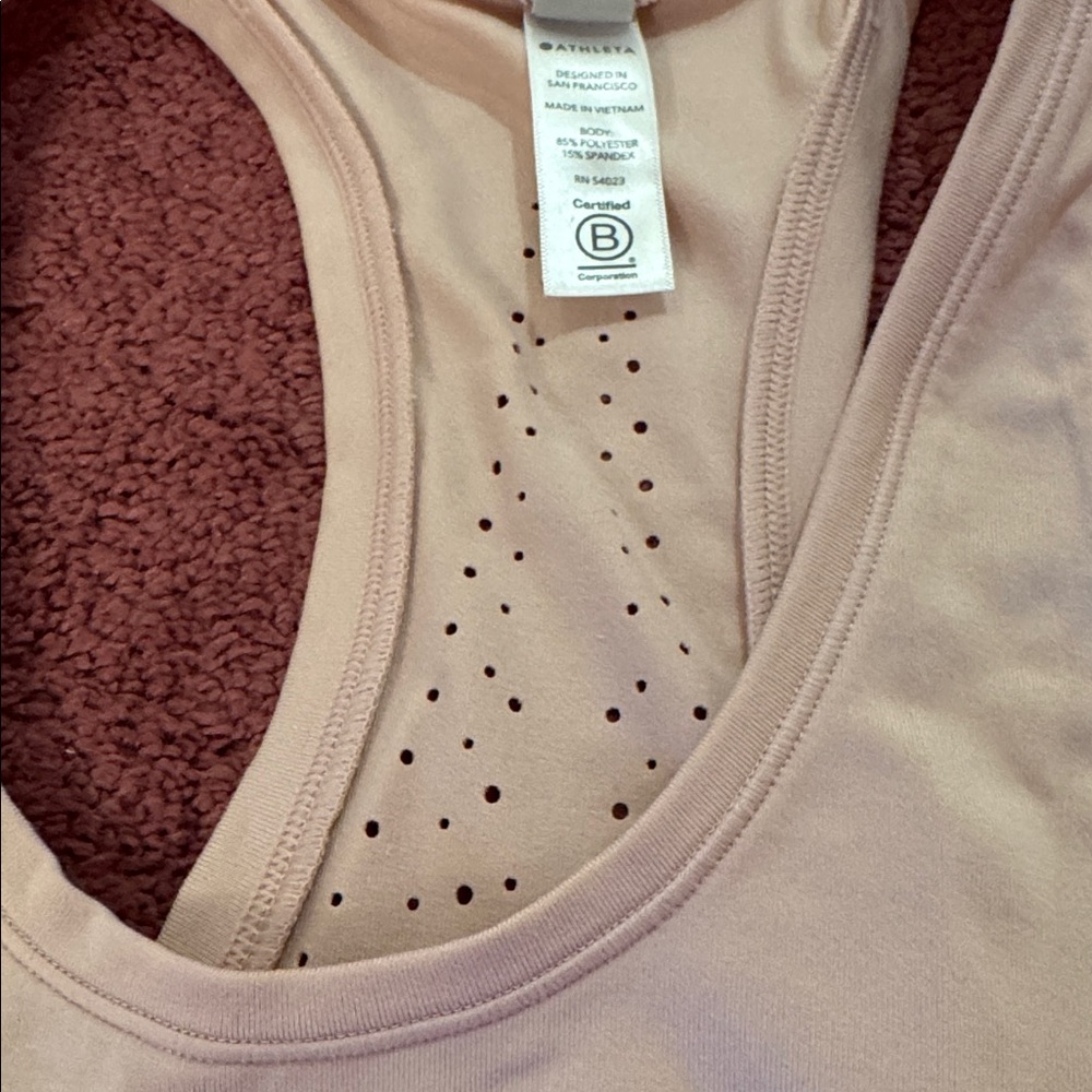 Athleta Light Pink Shanti Laser-Cut Racerback Tank M - Picture 7 of 7